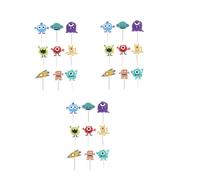 NUOBESTY 27 Pièces Décorations Gâteau D'anniversaire Extraterrestre en Papier Doux 9 Modèles Variés Léger et Pratique pour Cupcakes Muffins Fête Garçon et Filles