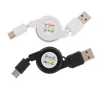 NUOBESTY 2Pcs Câble De Données Télescopique USB C Câbles Flexibles Type C Câble De Charge Compatible Téléphone Ligne De Chargement Téléphone Chargeur USB C Cordon Mobile Câble De