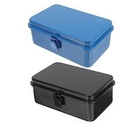 NUOBESTY 2pièces Boîte à Outils Durable Organisateur De Rangement pour Outils à Domicile Et Atelier Caisse De Stockage Robuste Mini Boîte Bleue à Compartiments