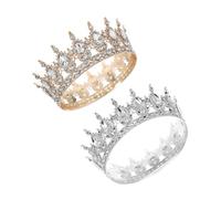NUOBESTY 2pièces Couronne Mariage Vintage Strass Diadème Baroque Pour Femme Accessoire De Tête Élégant Pour Événements Et Photos