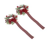 NUOBESTY 2pièces Petite Couronne De Baies De Pomme De Pin Artificielles Couronnes Suspendues Pour Armoires De Cuisine Décoratives Intérieures Avec Ruban Rouge