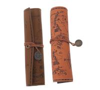 NUOBESTY 2pièces Trousse à Crayons Rétro Toile Sac à Stylo Pratique Et Spacieux Étui Enroulable pour Crayons Et Stylos Organisation pour Écoliers Et Artistes