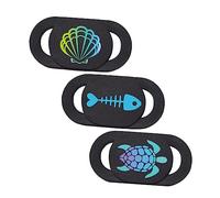NUOBESTY 3 Pièces Cache Webcam pour Ordinateur Portable avec Protection Coulissante Lot de Motifs Tortue Squelette De Poisson Coque Colorée pour Smartphone Tablette Et Pc Protège La Vie Pri