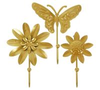 NUOBESTY 3 pièces Crochets Muraux Métalliques Dorés Patères Mural Sans Perçage Crochet Multifonction Pour Manteaux Clés Serviettes Gain de Place Pour Appartement et Bureau