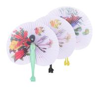 NUOBESTY 3 pièces Éventails Pliants Chinois Portables Motif Traditionnel pour Danse Mariage Décoration Polyvalente