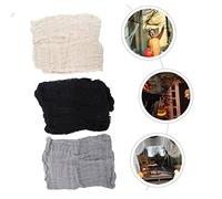 NUOBESTY 3 Pièces Halloween Gauze Cloth Décoration Effrayante Chiffon pour Rideau de Terreur Noir Gris et Blanc Accessoire de Fête Dhalloween