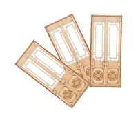 NUOBESTY 3 Pièces Mini Wooden Double Door for Dollhouse Traditional Chinese Huistyle Architecture Miniature Furniture Decorative Accessories for DIY Doll Home and Fairy Garden