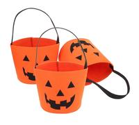 NUOBESTY 3 pièces Sacs à Bonbons Halloween Feutre Forme Citrouille pour Garçon Fille Seaux Citrouilles Portables Légers et Résistants Sacs à Friandises Pratiques pour Fêtes Halloween