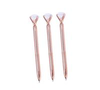 NUOBESTY 3 pièces Stylos Bille Métalliques avec Gros Diamant Rose de Lisse et Résistante pour École et Bureau