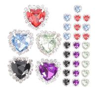 NUOBESTY 30pièces Strass Forme De Cœur à Coudre Base Métallique Pour Vêtements Chaussures Chapeaux Sacs Et Accessoires De Couture