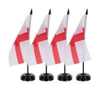 NUOBESTY 4 Ensembles de Petits Drapeaux de Table Anglais avec Pied en Polyester et Plastique, Décoration de Bureau Robuste et Installation Rapide pour Conférences et Espaces Réutilisable