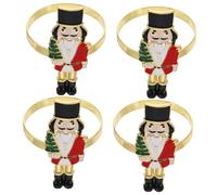 NUOBESTY 4 Pièces Anneaux de Serviette de Noël Décorations de Table Nutcracker Porte Serviettes Élégants pour Banquets et Dîners Festifs