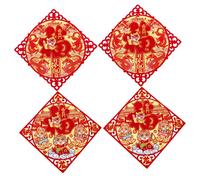 NUOBESTY 4 Pièces Autocollants Fu pour Porte Décoration an Chinois Stickers Fenêtre Dragon Relief Adhésifs Festifs pour Maison Bureau Magasin Décoration Printemps