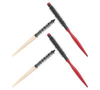 NUOBESTY 4 Pièces Brosse Ronde Petite pour Cheveux Bouclés avec Manche Bois Lot de Brosses Aluminium et Bois pour Coiffure Volumateur et Lisseur Adaptées Aux Cheveux Épais et Salons