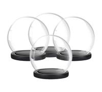 NUOBESTY 4 Pièces Dôme en Verre Transparent avec Base Bois | Cloche Décorative, Visibilité Claire et Protection Poussière, pour Fleurs Préservées, Chambre et Maison