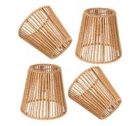NUOBESTY 4 pièces Lot de Abat-jour Tissés à Clipser Style Rotin Vintage pour Lampes Design Artisanal et Ambiance Douce pour Suspension et Plafonnier