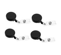 NUOBESTY 4 pièces Lot de Porte Badges Rétractables Noirs Support Carte Identité et pour Infirmières Sécurité Employés et Activités Extérieures