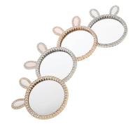 NUOBESTY 4 Pièces Miroir de Poche Mignon Oreilles de Lapin et Chat en Métal et Verre, Accessoire Décoratif DIY pour Coque de Téléphone Portable, Miroir de Maquillage Portable