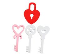 NUOBESTY 4 Pièces Pendentifs Clés Bois Forme de Cœur Décorations Suspendues pour DIY Saint-valentin Accessoires de Décoration Bois