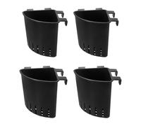 NUOBESTY 4 Pièces Support d'angle pour Plantes D'aquarium en Plastique Noir Crochet Intégré et Trous de Drainage, Économie D'espace et Aération des Racines pour Aquarium