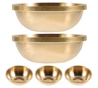 NUOBESTY 5 Pièces Coupe D'offrande en Laiton Doré pour Temple Bouddhiste, Bol Décoratif Pratique et Facile à Nettoyer, Design Rétro Traditionnel pour Offrandes D'eau