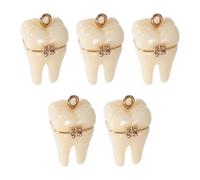 NUOBESTY 5 Pièces Cute Tooth Shape Charms With Braces Resin Mini Dangle Pendants For DIY Necklace Bracelet Earring Jewelry Crafting Supplies
