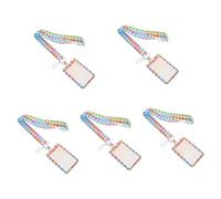 NUOBESTY 5 Pièces Titulaire de la Carte d'étudiant bureautique Accessoires Support Carte de Visite pièce de Monnaie insignes Porte-Badge d'identification avec lanière Name Card Holder Métal