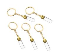 NUOBESTY 5 pièces Transparent Glass Bottle Pendants Small Drift Jars With Caps Travel Keychains Multi-use Perfume Bottle Charms Elegant Portable Set