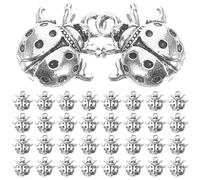 NUOBESTY 50 Pièces Lot De Pendentifs Breloques Insecte Rouge Argent Ancien Accessoires Diy Pour Bracelets Colliers Porte-clés Ornements Artisanaux Vintage