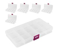 NUOBESTY 6 pièces Boîte de Rangement Plastique Transparente Compartiments Réglables Organisateur Compact pour Bijoux Perles Bricolage et Petits Accessoires Lot