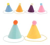 NUOBESTY 6 Pièces Chapeau de Fête pour Chat et Lapin, Non-tissé | Élastique Réglable, Léger, sans Outils, Décor Pompon Multicolore, pour Animaux et Publications Sociales