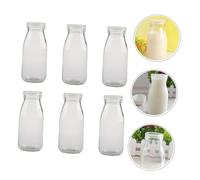 NUOBESTY 6 pièces Lot de Bouteilles Verre Résistantes Chaleur avec Bouchons Bouteilles Hermétiques pour Lait et Yaourt Réutilisables et Faciles à Nettoyer Pots Verre Transparents pour