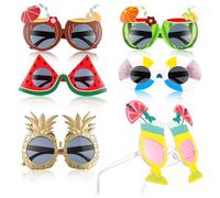 NUOBESTY 6 Pièces Lunettes de Soleil à Thème Alimentaire pour Fête Hawaïenne, Design Unique Tropical en Abs, Accessoires D'été Vacances pour Festivals et Luau