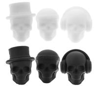 NUOBESTY 6 Pièces Marqueurs de Verre en Silicone Souple de Crâne, Couleurs Mixtes, Réutilisables, Antidérapants et Imperméables, pour Identifier Verres à Vin Lors de Fêtes, Couleur