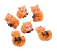 NUOBESTY 6 pièces Miniature Figurines Panda Roux Résine Décoration Micro Paysage DIY Petits Animaux Adorables pour Maison de Poupée Jardin Voiture et Table