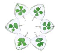 NUOBESTY 6 Pièces Pendentif de Collier en Verre avec Trèfle Séché Vert | Trou Suspendre Pratique pour Créations Artisanales, Bagues, Bracelets, Porte-clés et Paquet à Main, Style