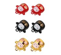 NUOBESTY 6 pièces Pendentifs Cloche Cuivre avec Motif Chat Chance Décoration Suspendue pour Accessoire Rouge Noir et Or