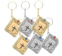 NUOBESTY 6 Pièces Porte-clés Bible Miniature Pendentif Créatif Doré et Argenté Cadeau Original pour Garçon et Fille Accessoire Décoratif pour Clés et Sacs