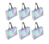 NUOBESTY 6 pièces Sacs Cabas Réutilisables Non-tissé avec Poignées Lot de Moyens Irisés pour Cadeaux Pique- et Emballage Polyvalent