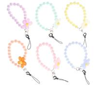 NUOBESTY 6pièces Lot de Dragonnes de Téléphone à Perles Ornements Floraux pour Coque de Téléphone Dragonne avec Breloque Appareil Photo Porte-clés