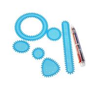 NUOBESTY 7 Pièces Règle de Dessin pour Garçon Fille Bleu Outil Scolaire Interactif pour Développement Intellectuel et Créativité des Étudiants