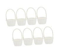 NUOBESTY 8 pièces Lot de Paniers Tressé Style Campagne Corbeilles Blanches Rondes Polyvalentes pour Rangement Fleurs Fruits et Objets Décoratifs Maison