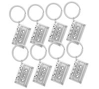 NUOBESTY 8 pièces Vintage Cassette Tape Keyring Set Punk Style Alloy Charms For Keys Bags DIY Jewelry Retro Music Accessories For Women
