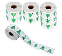 NUOBESTY 8 Rouleaux Autocollants Sapin de Noël Étiquettes Auto Adhésives pour et Denveloppes Décoration Festive Polyvalente pour Cartes et