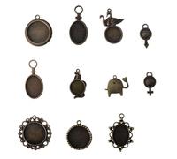 NUOBESTY Accessoires de Bijoux en Alliage Galvanisé 9 Plateaux Variés pour Médaillons, Supports pour Pendentifs et Créations Artisanales Plusieurs styles