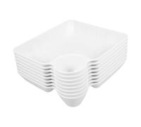 NUOBESTY Assiette à Trempette Carrée Blanche 8 Pièces avec Porte-sauce Intégré, Plateau de Service Compartimenté pour Chips et Raviolis, pour Fêtes et Réunions Familiales