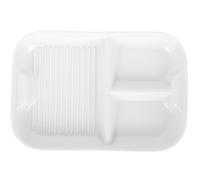 NUOBESTY Assiette Compartimentée en Céramique Grise et Blanche 3 Compartiments 28X18 CM pour Plateau-Repas Maison Compatible - et Lave-Vaisselle