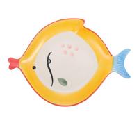 NUOBESTY Assiette en Céramique Jaune Design Poisson Cartoon, Plate Multifonctionnelle Résistante la Déformation pour Restaurants et Pique-niques en Plein Air