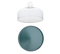 NUOBESTY Assiette Ronde Céramique Mate Profond avec Couvercle Verre Plateau Snack Style Scandinave pour Fruits et Desserts Design Élégant Déjeuner et Buffet