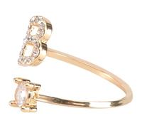 NUOBESTY Bague Créative Ajustable en Alliage et Pierre Brillante, Anneau Ouvert Facile à Porter pour Engagement et Voyage, Bijou Chic et Lettre Initiale
